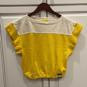 MOTHER The Swiper Yoke Tee Yellow Cream Top Cotton Women’s Size Medium